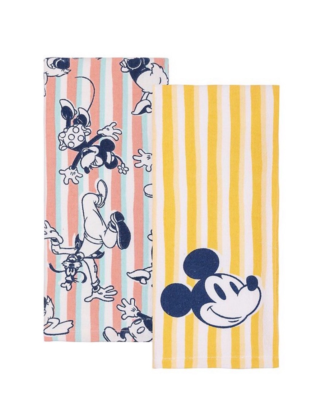 Disney Striped Mickey & Minnie Kitchen Towels - Yellow, Pink, Mint & Navy